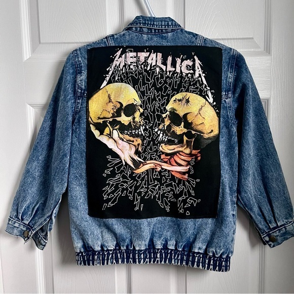 Monsieur B Jackets & Blazers - Unique Metallica jeans jacket Small Women upcycled denim metal music upcycled